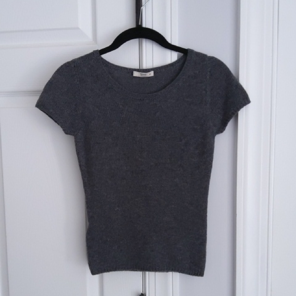 PRADA💥Nwot💥Cashmere Charcoal Gray Short-Sleeve Sweater